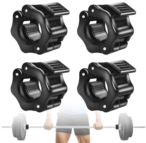 HweeWanX 4 Stück Hantel Verschluss Schnellverschluss, Hantelverschlüsse 25mm, Kurzhantelstange Schnellverschluss, Langhantel Klemmen, Schnellverriegelung für Workout Gewichtheben Schwarz