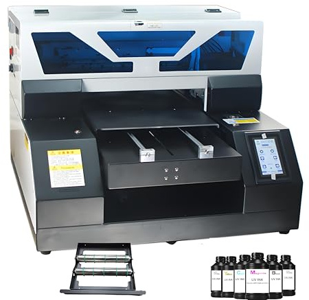 Furvveerr A3 Drucker A3 UV19 Printer Multifunktionsdrucker UV Farbe Flatbed Drucker DTG Printer Flaschendrucker 2880 * 1440dpi mit R1390 Druckkopf,für Den Druck von Telefonhüllen,Leder,Acryl,mit Tinte