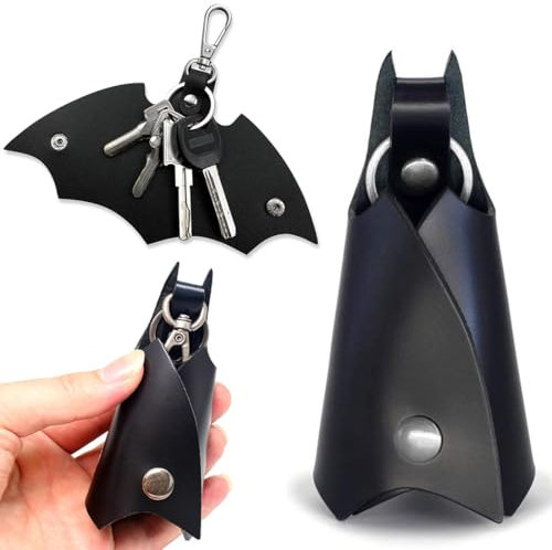 COYUN 2 Pezzi Portachiavi Auto A Forma di Pipistrello, Creativo Portachiavi Moto Pelle PU, Portachiavi Personalizzato Donna Uomo, Porta Chiavi Accessori per Auto,Nero