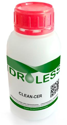 Idroless Clean-Cer Limpiador de Cristales Cerámica y Metales 800ml | Retira grasa, huellas y suciedad adherida en vidrio, cerámica y metal sin tratar. Prepara la superficie antes de proteger.