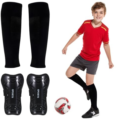 Football Shin Guards and Shin Pad Socks, Breathable Soccer Kids Shin Pads