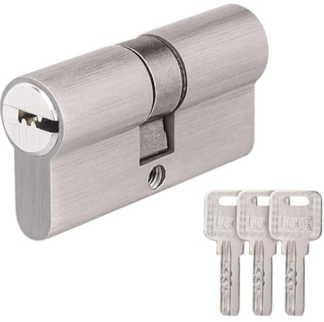 30/30 Euro Cylinder Lock, 60mm Euro Door Barrel Lock with 3 Keys, Nickel Plated Finish, Anti-Pick, Anti-Bump, Anti-Drill, High Security for UPVC, Wooden, Composite Doors