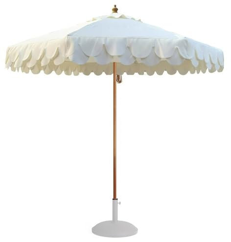 Parasol de Jardin 270 cm avec 8 Baleines Robustes, Parasol de Table à Lambrequin pour Marché, plage, Extérieur, mât en Aluminium ø 38 mm