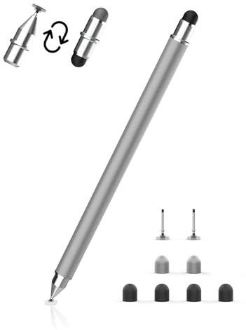 MEKO Stylus Pens for Touch Screens, 3 in 1 Magnetic Rubber,Fiber,Disc Tips | Universal High Sensitivity Stylus for iPad/Pro/Air/Mini/iPhone/Samsung/Google/Motorola, Ideal for Drawing,Gaming,Grey