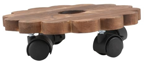 VICASKY Massivholz Blumentopf Untersetzer 20cm mit 4 Rollen Rundes Design ohne Bremse Geeignet für Zimmerpflanzen und Bonsai
