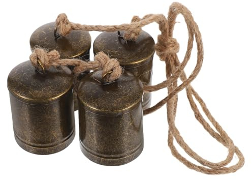 Healifty Campanas Colgantes De Estilo Rural Retro Unidades Metal Rústico con Cuerda De Yute Decoración Navideña para Puerta Ventana Árbol y Chimenea