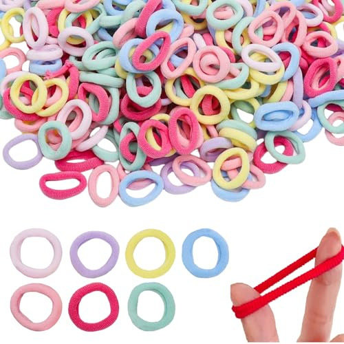 WOKICOR 500 stycken hårsnoddar för flickor, färgglada hårsnoddar, små och hårsnoddar, baby, elastiska flätgummin, flickor, mjuka Loom band, minihårsnoddar, barn för fint hår, gör-det-själv