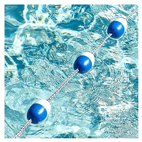 Kit di corde di sicurezza per piscina ad alta visibilità, 18,3 m, blu e bianco, con 2 ganci, perfette per club di nuoto, sistema a boa durevole per uso in acque basse e profonde