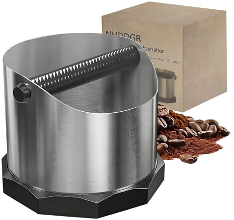 Récipient à taper pour porte-filtre en acier inoxydable, 1,6 l, boîte à expresso professionnelle avec barre de frappe amovible, fond antidérapant, silencieux et facile à nettoyer