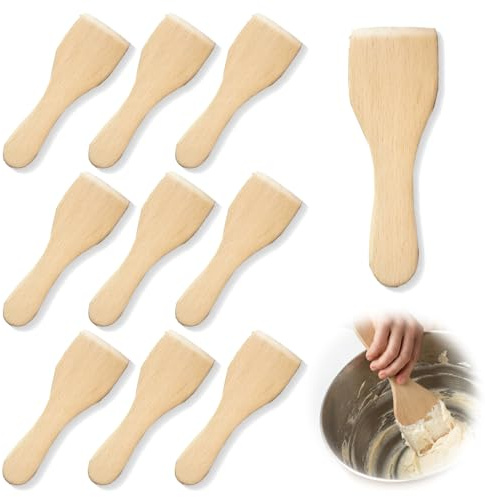 EAVUYIS 10PCS Raclette en bois Spatule à raclette Ustensiles de cuisine en bois pour poêles anti-adhésives, grilles à fromage, planches gastronomiques, poêles à frire, fondue