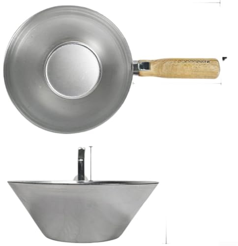 Galvanised Iron Cement Bowl with Sturdy Wooden Handle for Construction, For Mortar Pan and Plastering Mixing Tub, Bricklayer Hod with Hook for and Garden Use, For Material Carrier Basin