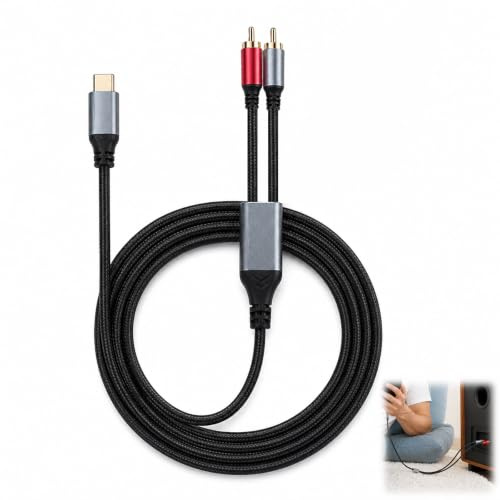 Ihteyuo Cavo audio da USB C a 2 RCA, adattatore audio USB C RCA, cavi 2 RCA Audio Stereo Adattatore per smartphone, tablet e computer portatile, soundbar, Autoradio e TV compatibile
