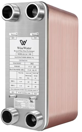 AB Plate Heat Exchanger, 5x12 50 Plates Water To Water Heat Exchanger, Copper/SS316L Stainless Steel Brazed Plate Heat Exchanger For Floor Heating, Water Heating, Snow Melting