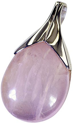 Ciondolo in quarzo rosa naturale Gemsonclick per regalo donna Collana con ciondoli punto cristallo oro forma ovale