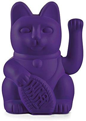 Donkey Products Lucky Cat Winkekatze in der Farbe Violett aus Kunststoff, 15cm, 330465