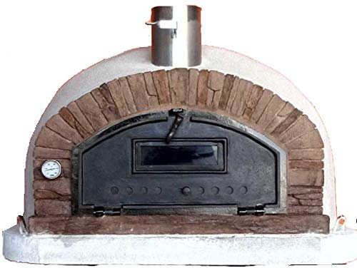Impexfire Steinbackofen Pizzaofen Buenaventura AL 120 rot mit Edelstahlkamin und Regenhut