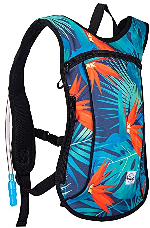 Vibe Trinkrucksack aus recyceltem Polyester – 2 l Blase für Damen und Herren(Tropical Hawaii)
