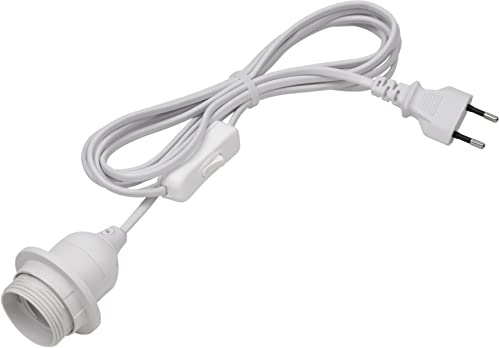 Meister Douille E27-3,5 m - Blanc - Avec interrupteur marche/arrêt - Idéal pour les projets de bricolage - Convient pour les lampes sur pied et suspendues - Suspension de lampe avec interrupteur