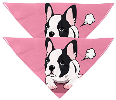 Hundehalstuch, niedlich, französische Bulldogge, Mädchen, Jungen, Haustier-Lätzchen, Hundeschal, waschbar, Zubehör für kleine, mittelgroße und große Hunde, Welpen, Katzen, Haustiere, 2 Stück