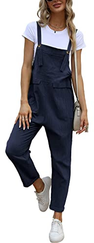 Sukany Women's Summer Baggy Cotton Linen Overalls Loose Jumpsuits Casual Harem Pants