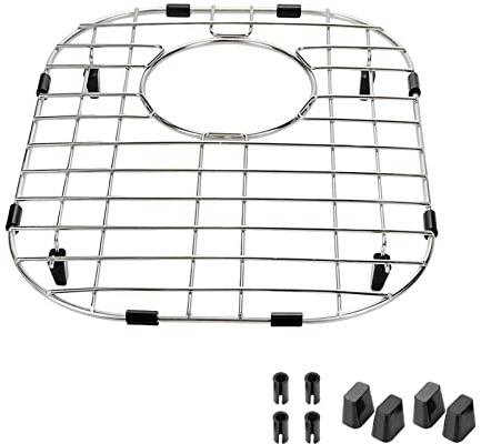 MY MIRONEY 14.49 x 11.26 Sink Protection Grid with Draining Hole Stainless Steel Sink Bottom Grid Metal Sink Grate with Sink Strainers Rubber Feet for Kitchen Sink