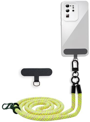 Cadorabo Universale Handykette in GELB - Passend für die meisten gängigen Smartphones und Hüllen - Verstellbares Handyband Kordel zum Umhängen Schlüsselband Universales Pad zum einlegen