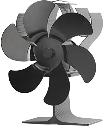6 Blades Blockbrenner -Lüfter, Herdventilator, Holzofenlüfter, Wärmeantrieb Kaminventilator, Holzofenlüfter Stille Operation, Herd Top -Lüfter für Blockbrenner/Holz/Kamin (Schwarz)