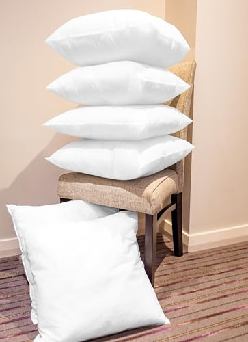 mFabrics Set of 6 Plush 18x18 Inch (45cm x 45cm) Cushion Inserts - Deep Filled Pillow Inserts - Hypoallergenic Breathable Versatile Pillow Fillers for Home Decor, Sofas, Chairs & Bedding