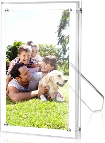 lalago Cadre photo magnétique A4 en acrylique - 21 x 30 cm - Double face - À poser verticalement ou horizontalement