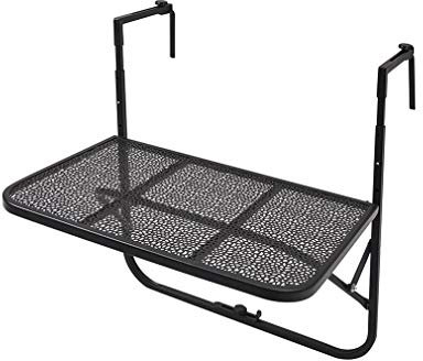 Balkon-Wandtisch, Klapptisch, schwimmender Tisch zum Aufhängen, Blumenständer, einfacher Schreibtisch für Kinder, höhenverstellbar, Stehtische, Eisengeländer, 4 Farben (schwarz)