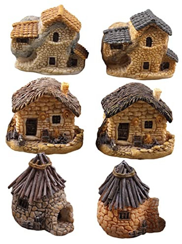 DECHOUS 6stücke Miniaturhaus Dekofigur Teiliges Aus Hochwertigem Resin Einzigartig Und Langlebig Für Mikro-landschaften Garten Und Tischdekoration Farblich Zufällig House Crafts