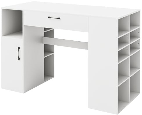 Multigot Sewing Table, 135cm Large Craft Table with 14 Open Compartments