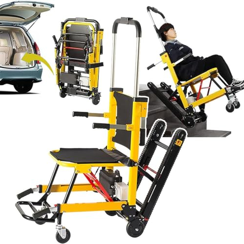 Zusammenklappbarer Leichter Treppenrollstuhl Senioren-Treppenstuhl,Treppensteiger Rollstuhl Für Erwachsene,Elektrischer Treppenliftstuhl,Belastung 165 Kg yellow