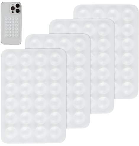 Ptwola Lot de 4 supports de téléphone à ventouse en silicone pour portable, mains libres, accessoire compatible Android, TikTok, vidéos