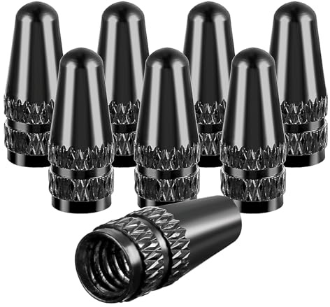 Abeillo Black Presta Valve Cap, 8 Pack Aluminum Anodized Bike Valve Stem Caps Bicycle Tire Air Dust Stem Covers - Used On Presta/French Valves Bike Tire Caps for MTB Road Racing Bicycle(Rocket Style)