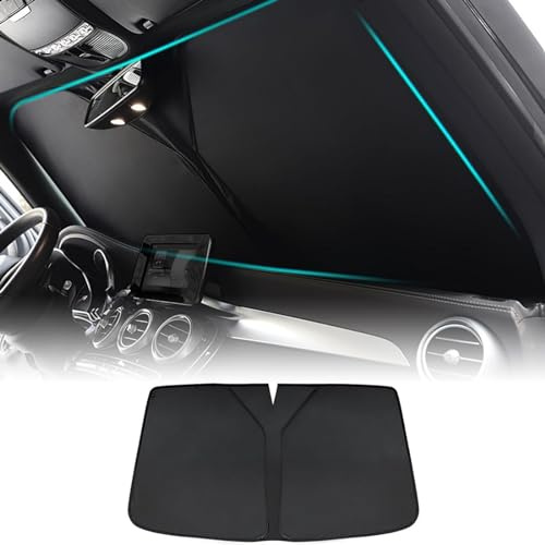 HLBYCSM Sonnenschutz Auto Frontscheibe für Ford C-Max 2010-2015 2016 2017 2018 2019, Faltbar UV-Schutz Auto Sonnenschirm Innen Auto Windschutzscheibe Sonnenblende,Black