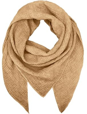Suave y ligera Bufanda triangular unisex multicolor 100% algodón cod.9485 (Vintage, Camel)