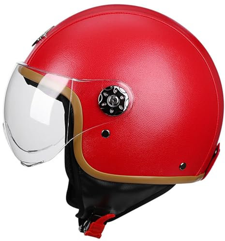 Vintage Jet-Helm · Motorrad-Helm Roller-Helm Scooter-Helm Moped Mofa-Helm Chopper Retro Vintage Pilot Biker Helmet · ECE Zulassung mit Visier Offenem Gesicht Helm 2,M
