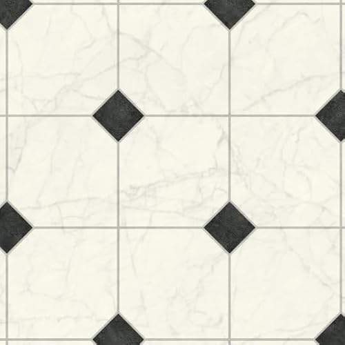 Sol Vinyle Aspect carrelage marbre et cabochon - Rouleau de 3.00m x 2m