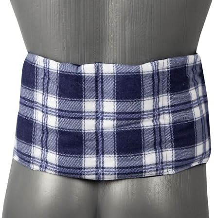 Lavendel-Leinsamen-Kissen 7-Kammer mit Band, 65x15 - Wärmekissen Körnerkissen, Rücken, Lende - Kissen mit Bänder, Flanell karo-blau
