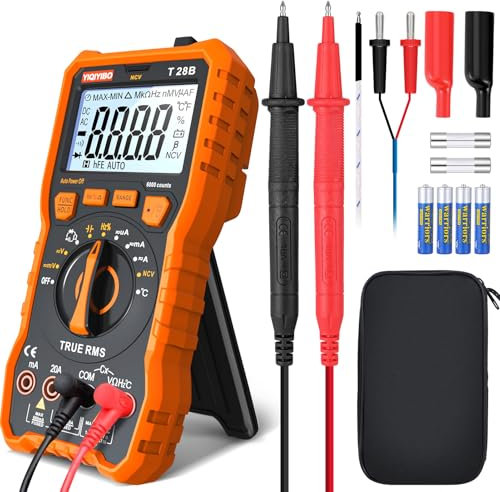 YIQIYIBO Digital Multimeter, TRMS 6000 Counts Multimeter Tester, Voltmeter for Measure AC/DC Voltage, AC/DC Current, Resistance, Diodes, Continuity, Capacitance, Temperature