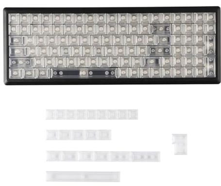YMDK DSA Profile 122 Tasten Komplettes Set Transparent Tastenkappen Set Blank Clear ABS Schwarz Weiß Tastenkappen für MX Mechanische Tastatur