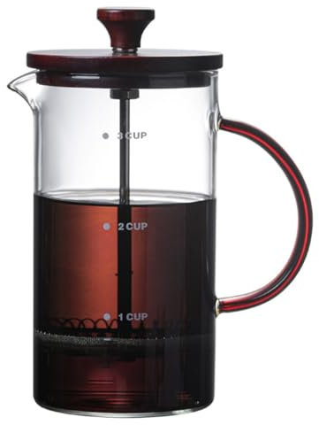 GIZNXBA Cafetera De Prensa Francesa, Cafetera Espresso, Cafetera De Borosilicato Espesado con 3 Rejillas De Filtro De Acero Inoxidable, Cafetera Cold Brew para Viajes, Hogar(/Brown,400ml)