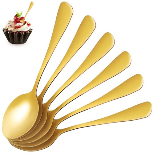 COLLBATH 6 Cucharas de Acero Inoxidable para Degustación y Gelatina Acabado Pulido, Diseño Cómodo y Fácil Limpieza, Ideales para Uso Diario en Cocina y Mesa