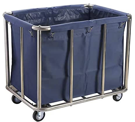 Industrieller Waschwagen, robuster Rollenkorb mit Rollen, Fassungsvermögen 12 Büschel (400 Liter), abnehmbare Tasche mit Einlegesohle, gewerblicher Hausgebrauch, Tragfähigkeit 200 kg