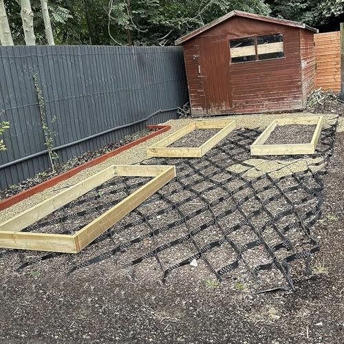 stabilisateur de Gravier Géogrille De Renfort Haute De 5 Cm, L 1, 2, 3 Mètres, 4, 5, 6 M, Grille De Contrôle De L'érosion pour Pente Raide, Treillis De Mur De Soutènement en Nid d'abeille(4x9.5m)