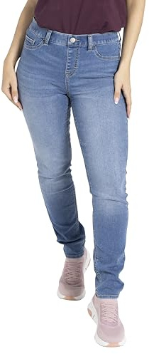 Womens Jeans Trousers Super Stretch Skinny Denim Jeggings Mid-Rise Slim Fit Cotton Zip Fly Button Closure 5 Pockets Casual Essential Ladies Denim Jeans Pants All Waist Sizes 8-20 (Dark Blue, 16)
