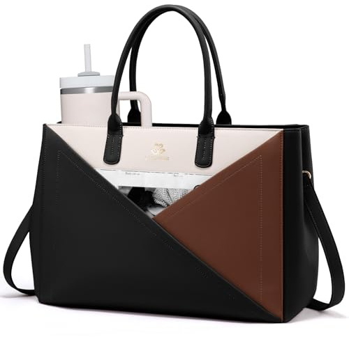 LOVEVOOK Laptoptasche Damen 15,6 Zoll, Handtasche Shopper Tasche Groß, Ledertasche Schultertasche Aktentasche Arbeitstasche Handbags Women Tote Bag für Uni Schule Büro Business