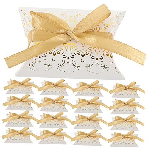 SOIMISS 50 Stück Boxen Gold Genähte Geschenkbox Kisten Behandeln Party Kleine Kisten Deko-requisite Für Bonbonschachteln Kissenschachteln Für Kissenboxen Weiß Süßigkeitenkästen Papier