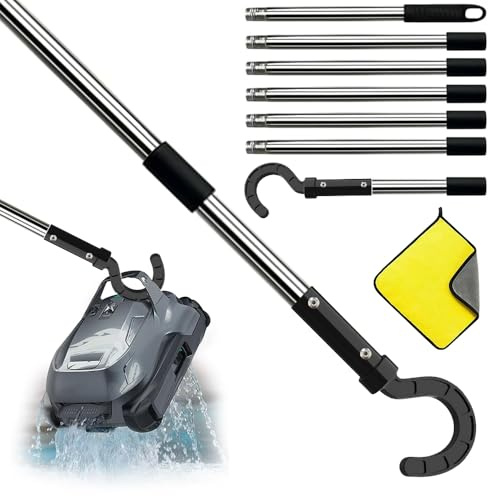 HEYIDAMAI Gancho para robot de piscina, gancho de piscina para barras con barra telescópica de 255 cm, gancho de piscina para robot aspirador de piscina, accesorios de limpieza de piscina, ganchos